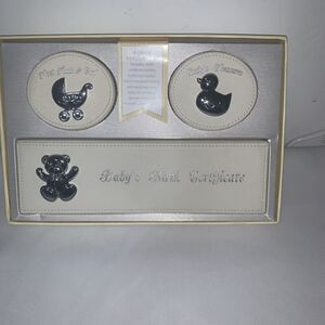 Baby Boy Keepsake 4 Piece Keepsake Box Set with Birth Certificate Storage Box